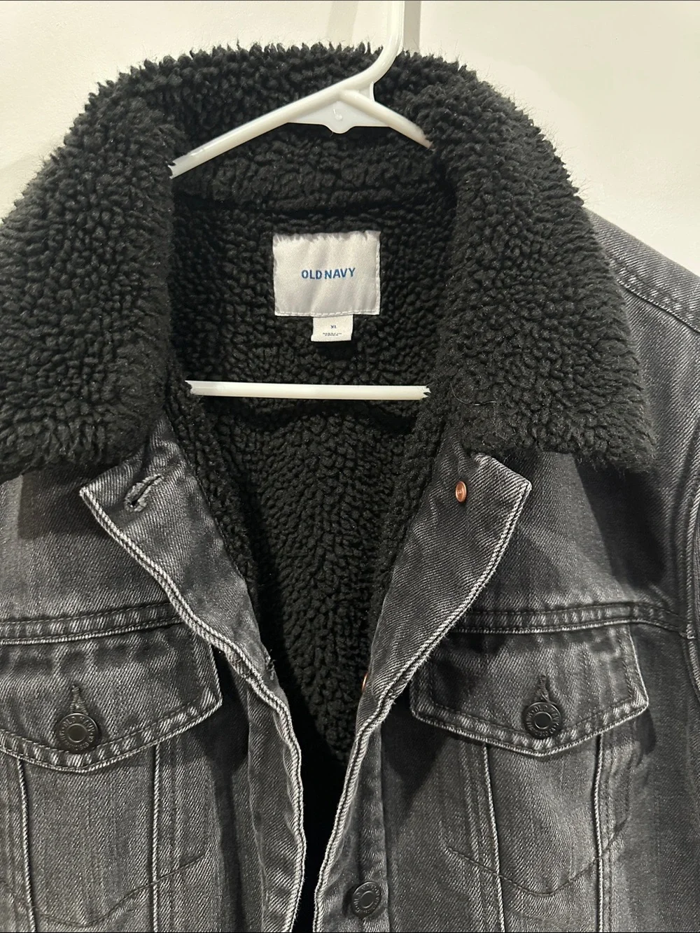Old Navy Kids' Black Sherpa-Lined Denim Jacket Size XL